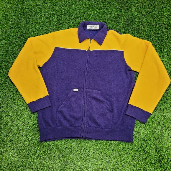 Vintage 80s Wrangler Terry Jacket M/L 23x26 Blue Yellow RARE Baggy - Picture 1 of 11